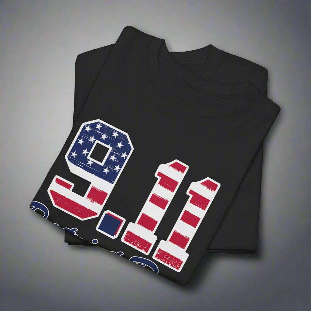 Patriot Day Unisex Heavy Cotton Tee, 9/11 Remembrance Shirt, Memorial T-Shirt, American Flag Tee, Comfort for Heroes