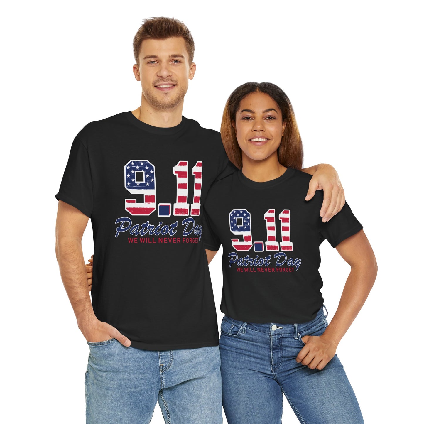 Patriot Day Unisex Heavy Cotton Tee, 9/11 Remembrance Shirt, Memorial T-Shirt, American Flag Tee, Comfort for Heroes
