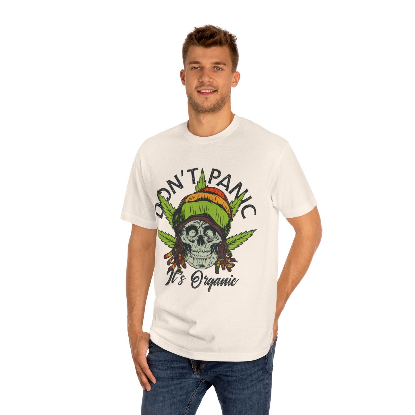 Don't Panic Organic Skeleton Unisex Classic Tee - Stylish & Fun Graphic T-Shirt