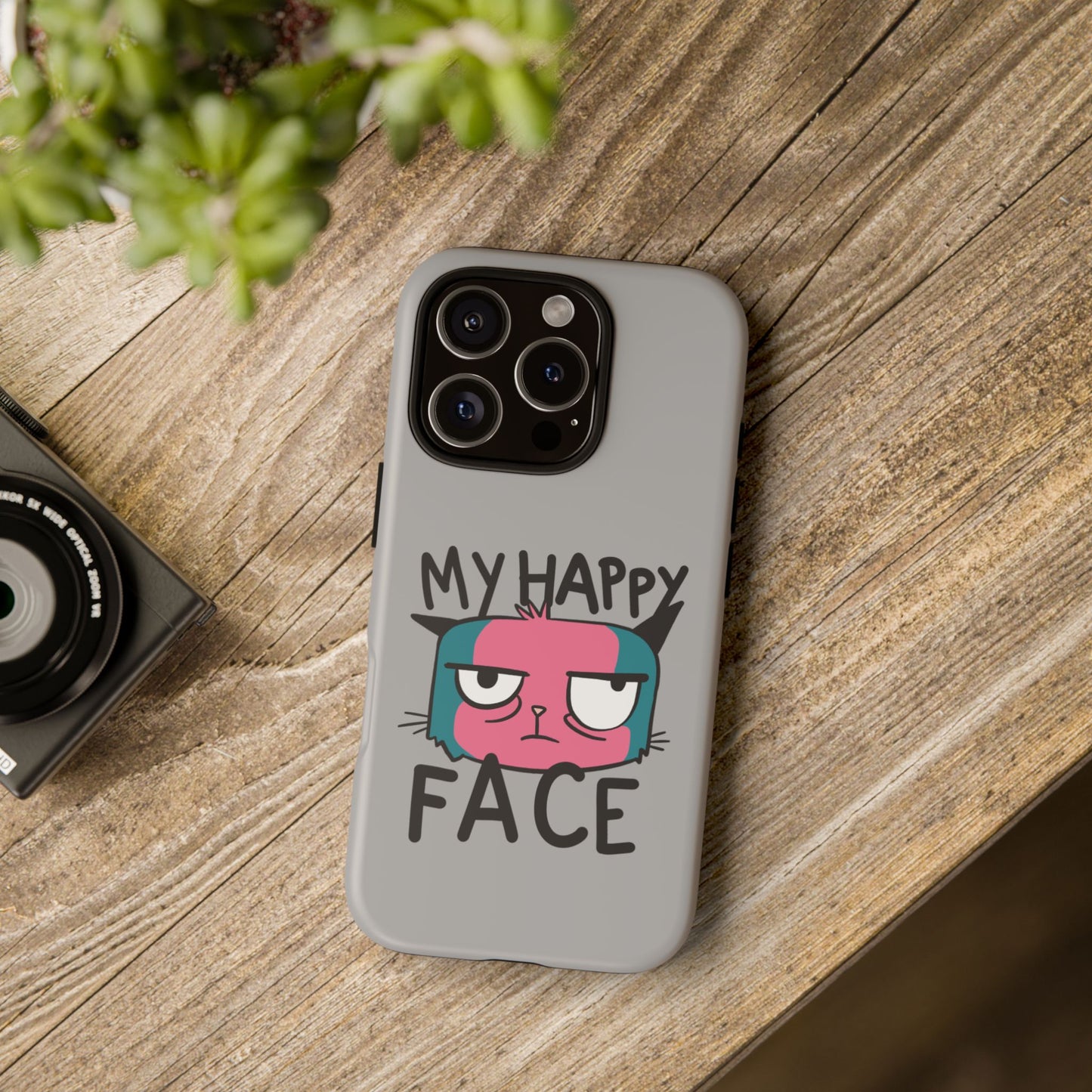 Funny Cat Phone Case - 'My Happy Face' Tough Design