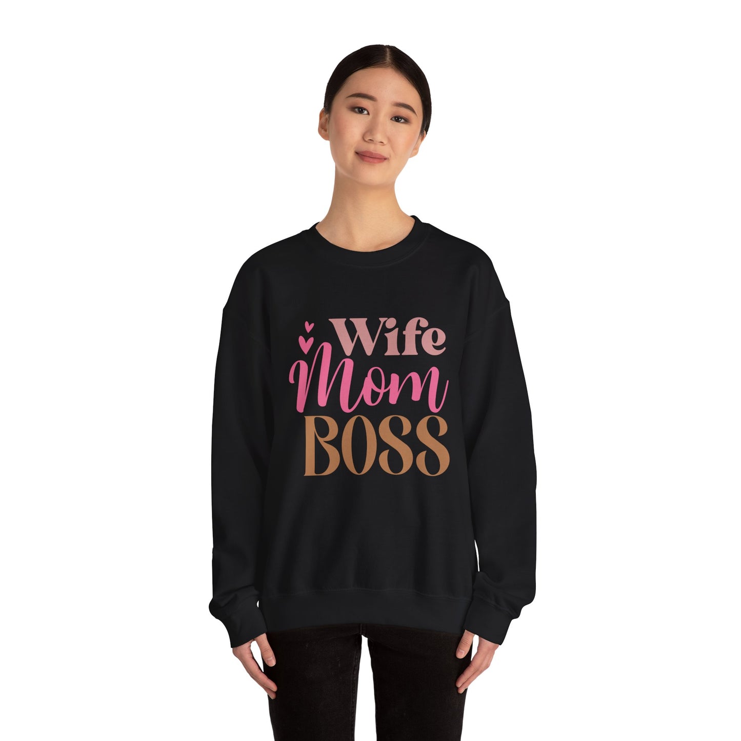 Wife Mom Boss Crewneck Sweatshirt - Cozy Unisex Pullover for Moms