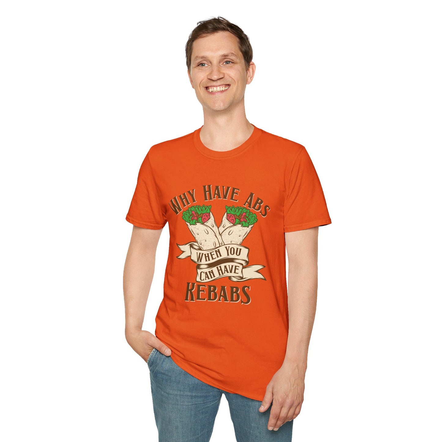Funny Foodie Unisex T-Shirt - 'Why Have Abs When You Can Have Kebabs?'