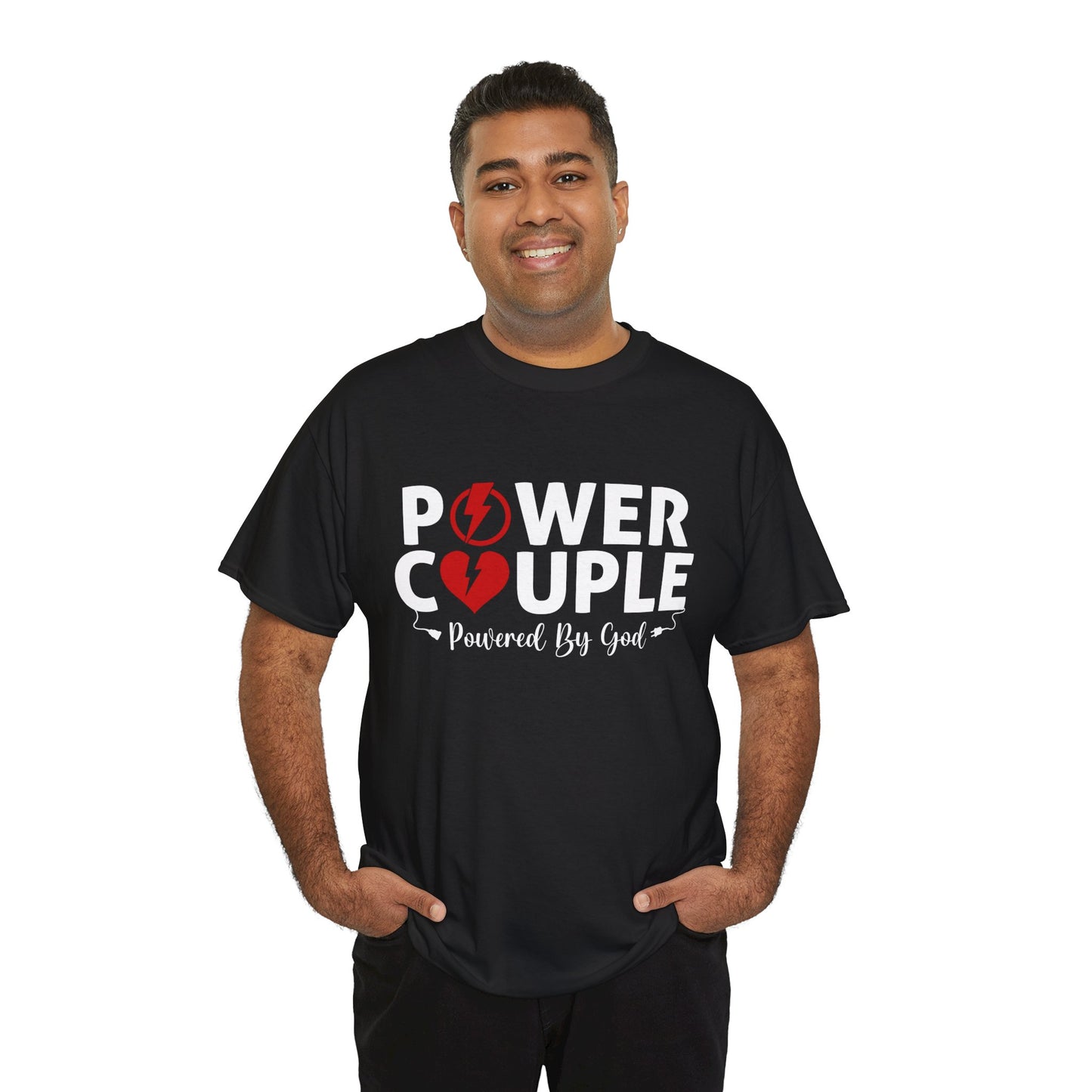 Power Couple Powered By God Matching Couples Shirt (Black)
