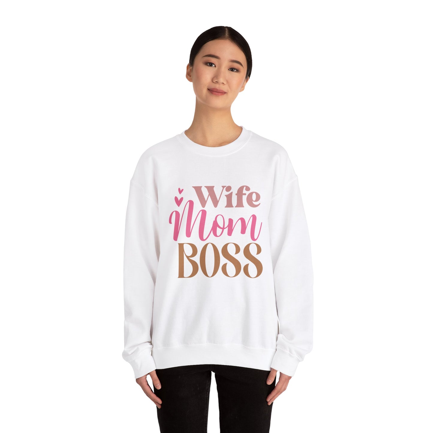 Wife Mom Boss Crewneck Sweatshirt - Cozy Unisex Pullover for Moms