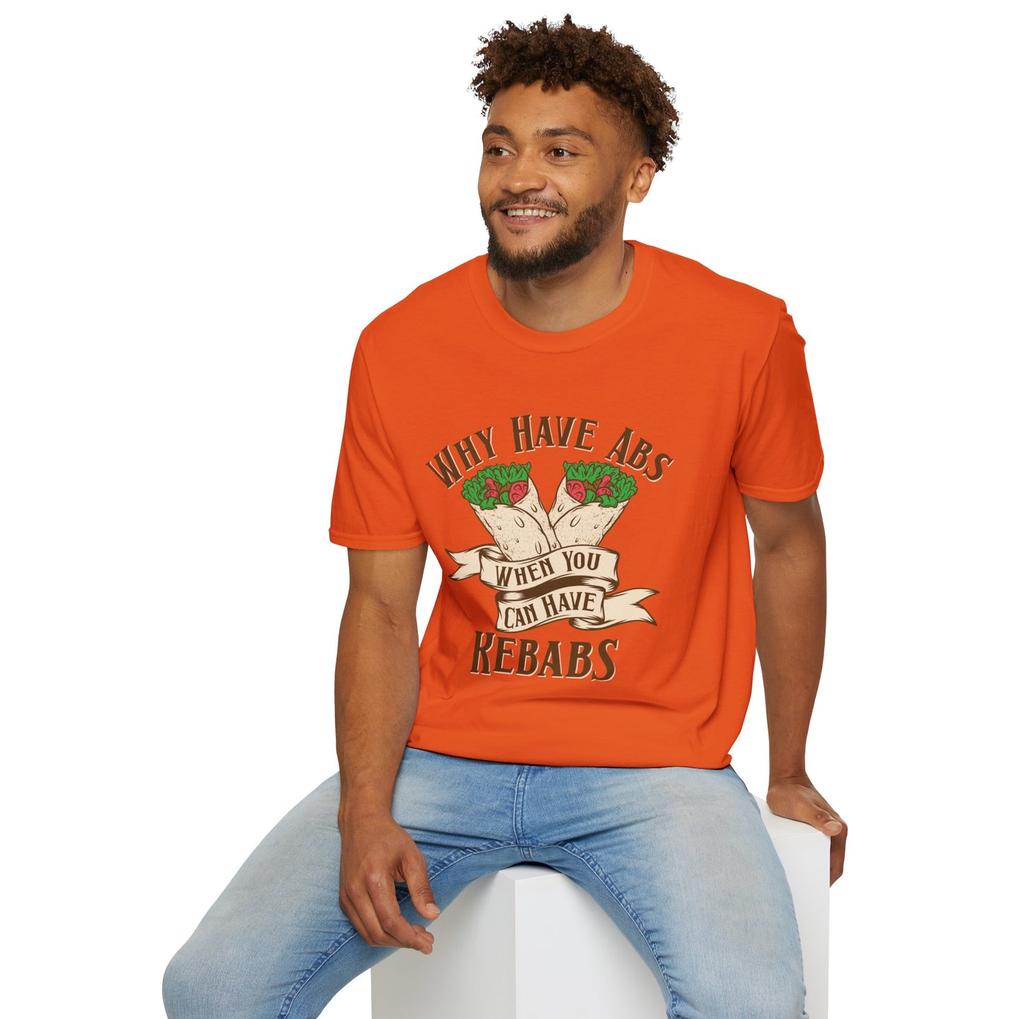 Funny Foodie Unisex T-Shirt - 'Why Have Abs When You Can Have Kebabs?'