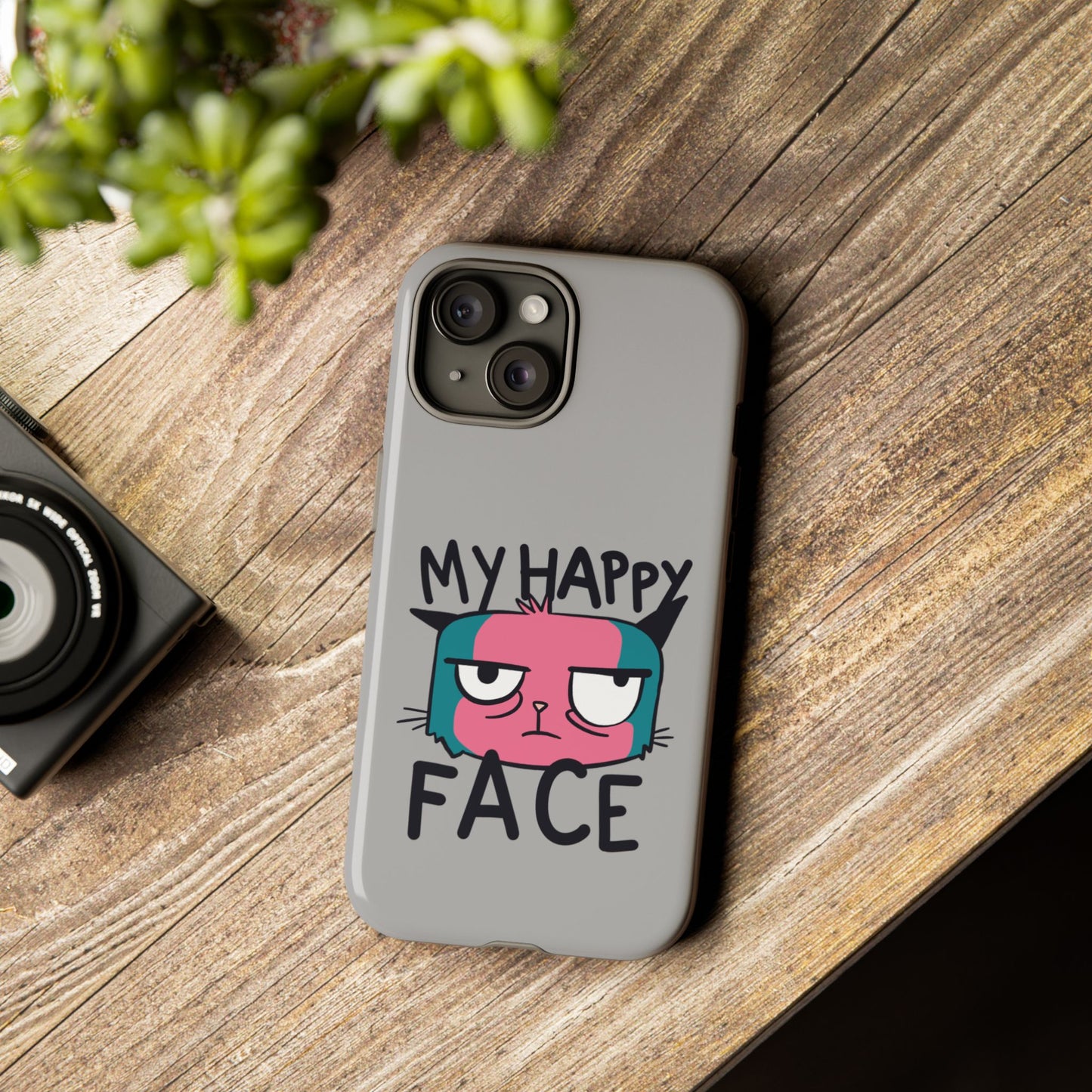 Funny Cat Phone Case - 'My Happy Face' Tough Design