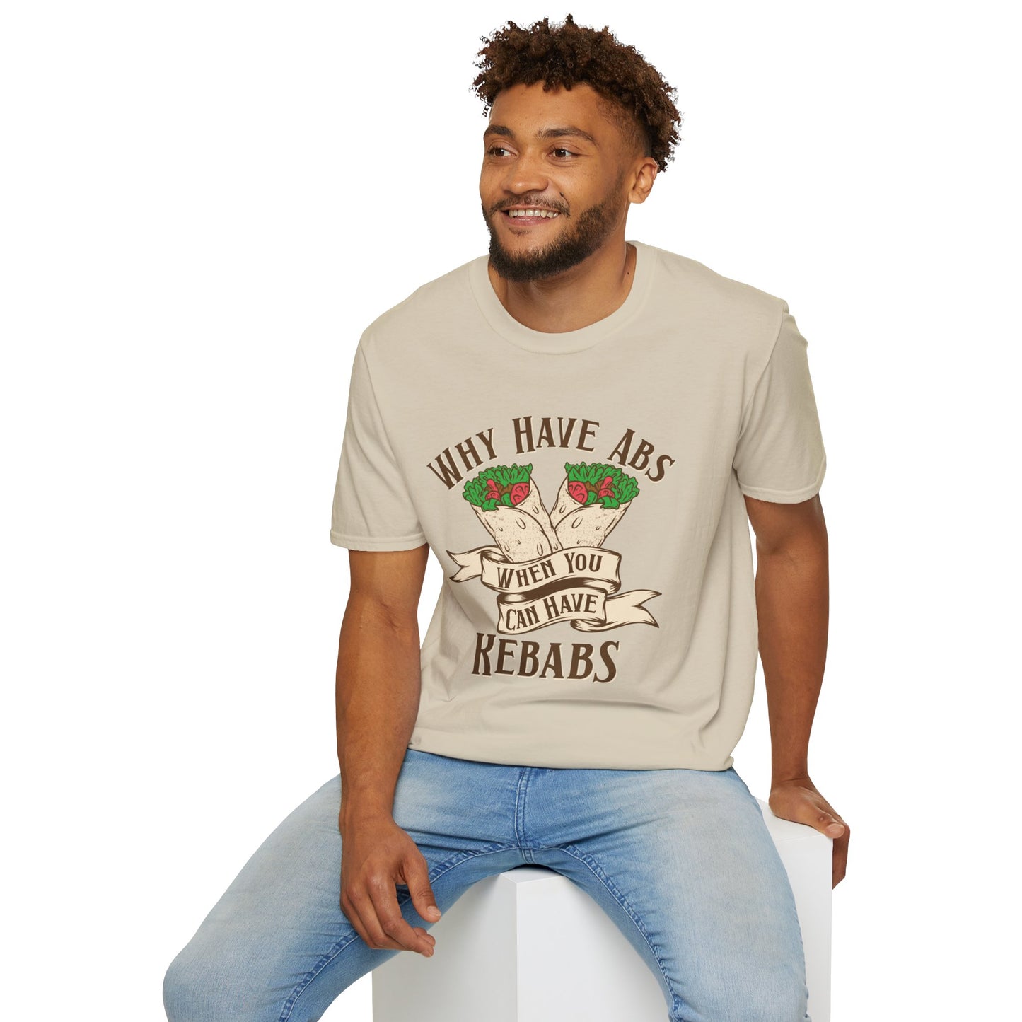 Funny Foodie Unisex T-Shirt - 'Why Have Abs When You Can Have Kebabs?'