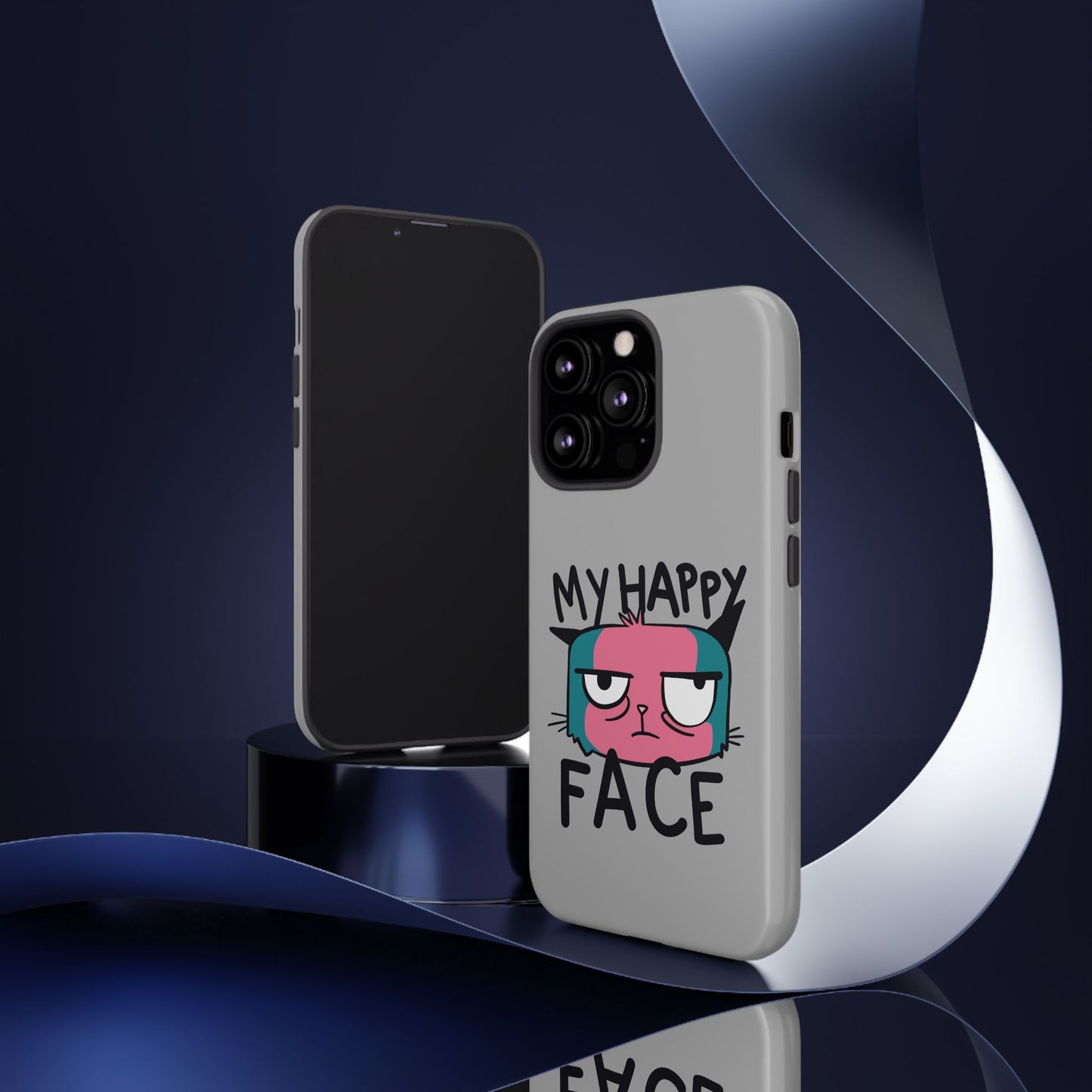 Funny Cat Phone Case - 'My Happy Face' Tough Design