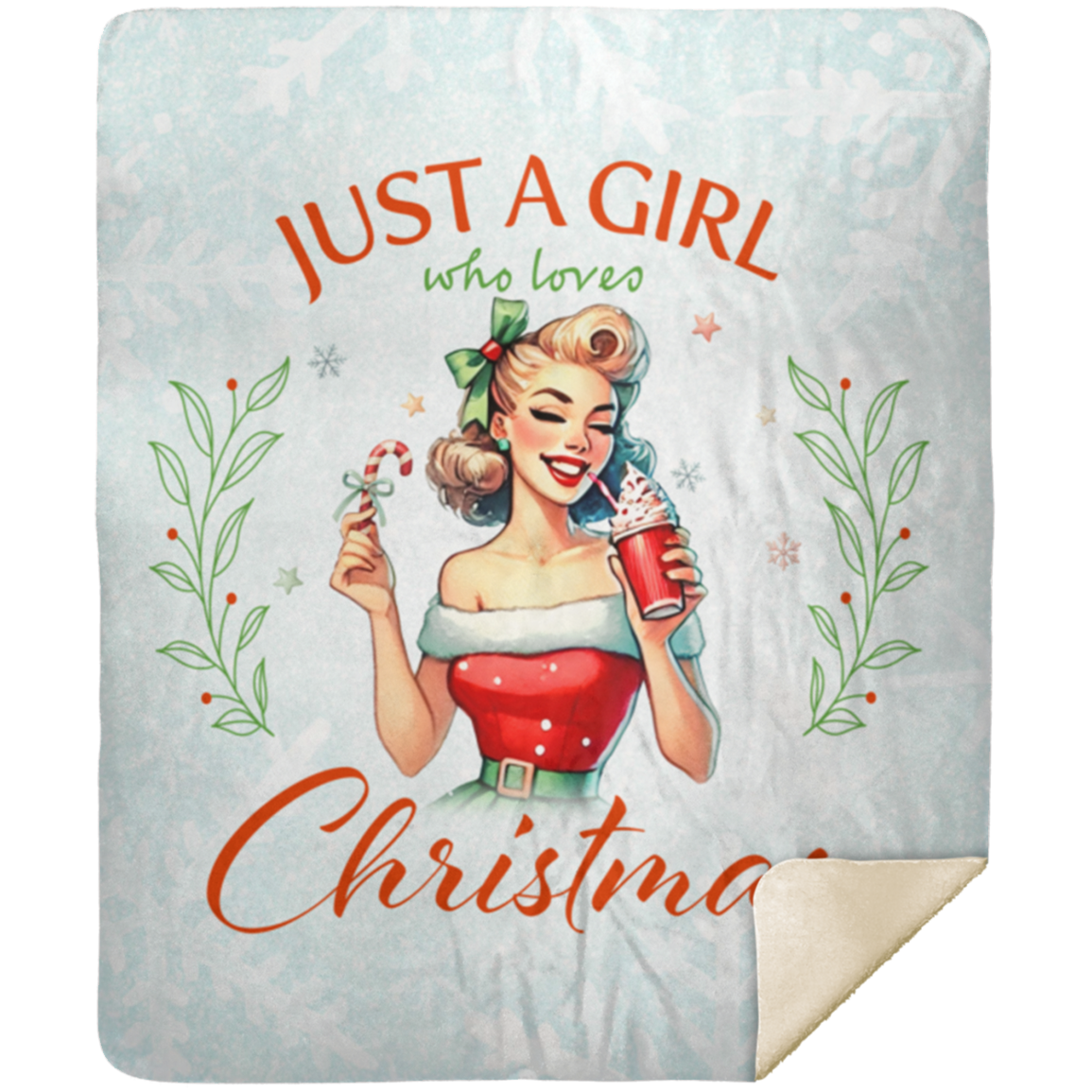 Just A Girl Who Loves Christmas Color Design4 Premium Sherpa Blanket 50x60