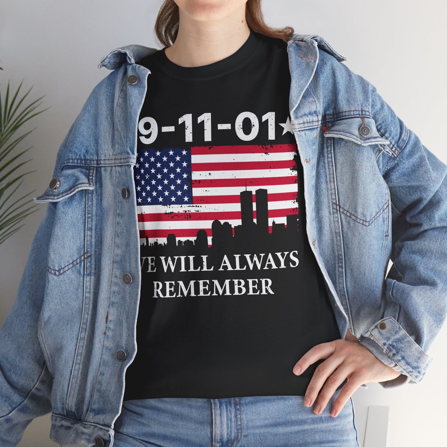 9/11 Memorial Unisex Heavy Cotton Tee, Remembrance T-Shirt, Patriot Day Shirt, Anniversary Tribute Tee, American Flag Apparel