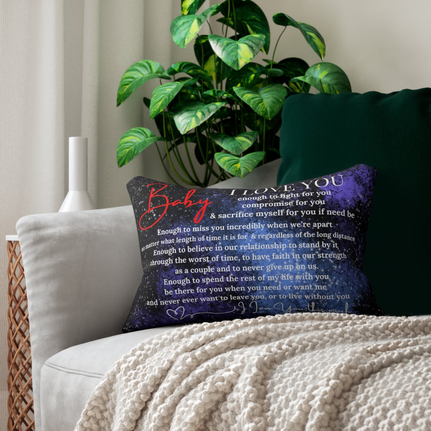 Romantic Galaxy Lumbar Pillow - I Love You