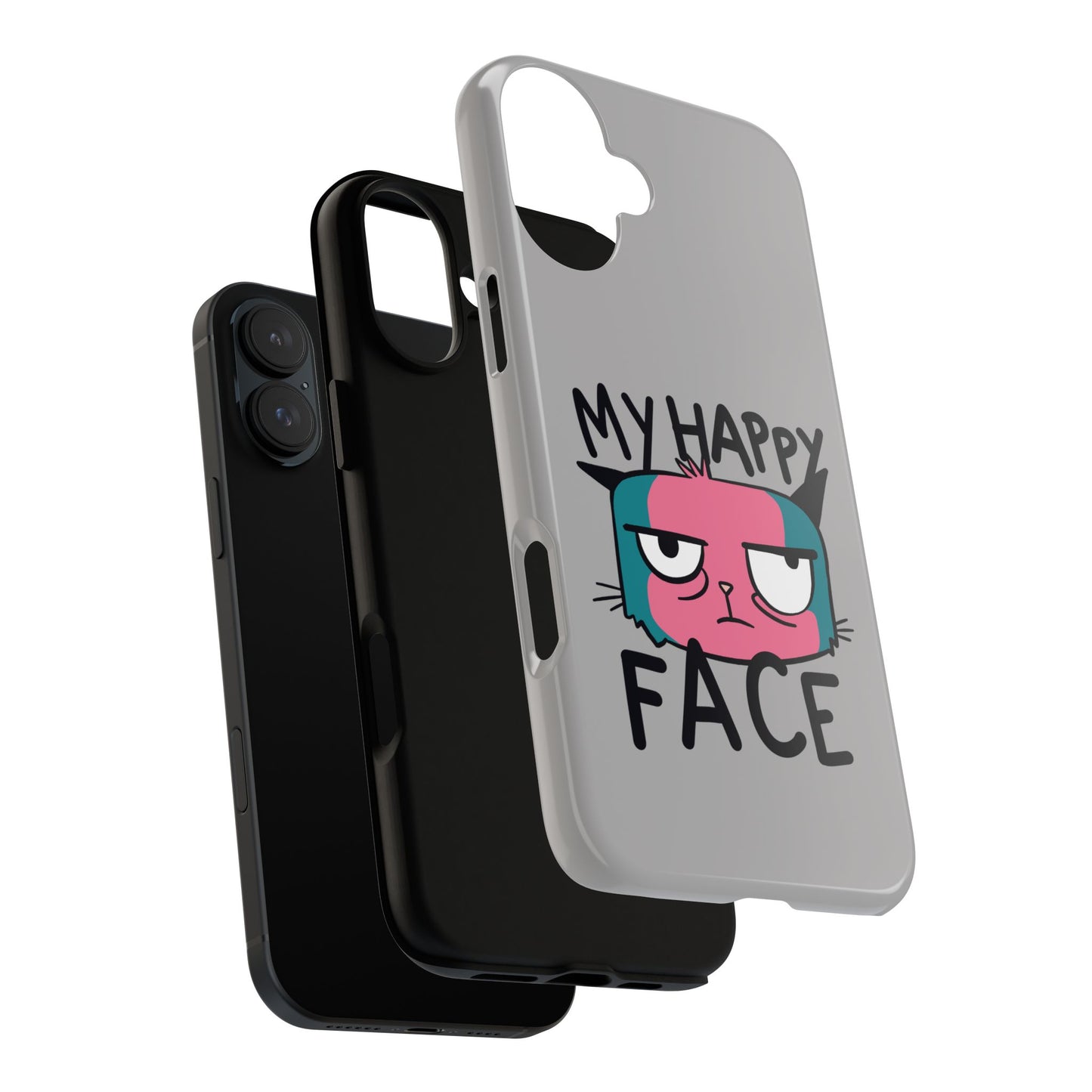 Funny Cat Phone Case - 'My Happy Face' Tough Design