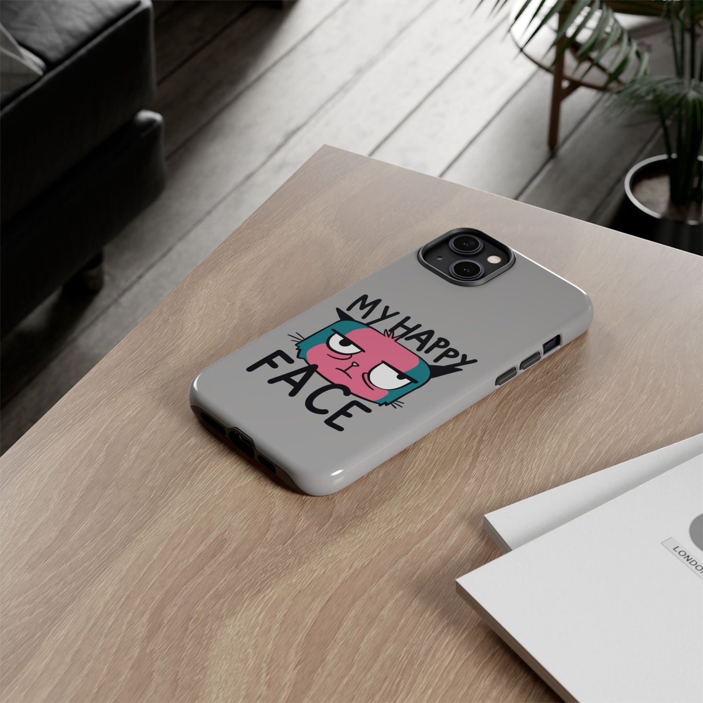 Funny Cat Phone Case - 'My Happy Face' Tough Design