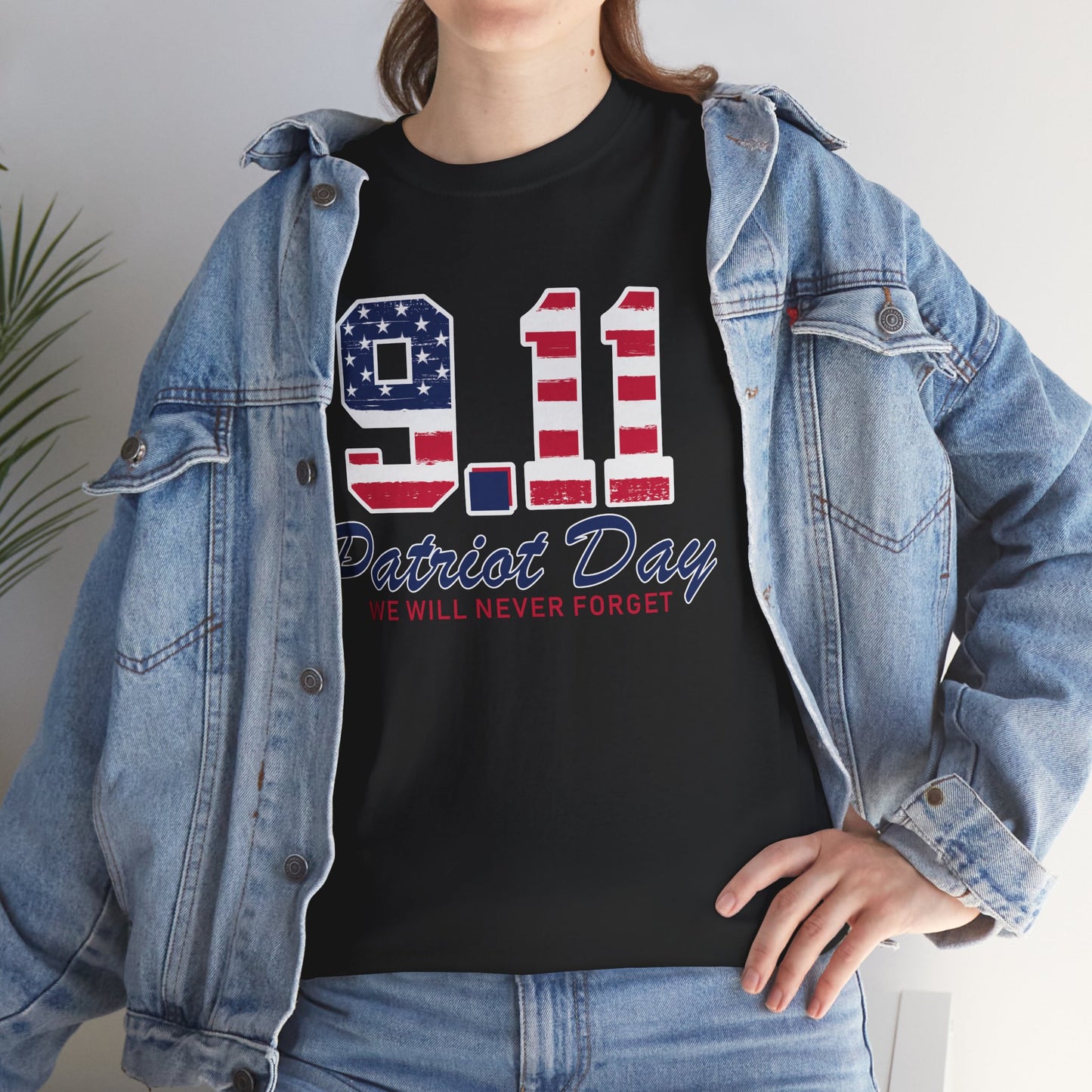Patriot Day Unisex Heavy Cotton Tee, 9/11 Remembrance Shirt, Memorial T-Shirt, American Flag Tee, Comfort for Heroes