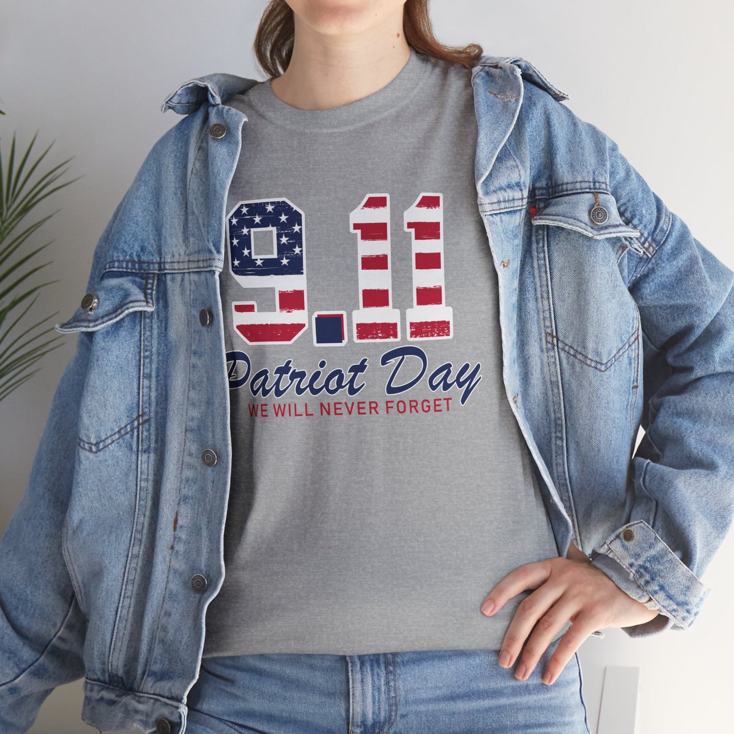 Patriot Day Unisex Heavy Cotton Tee, 9/11 Remembrance Shirt, Memorial T-Shirt, American Flag Tee, Comfort for Heroes