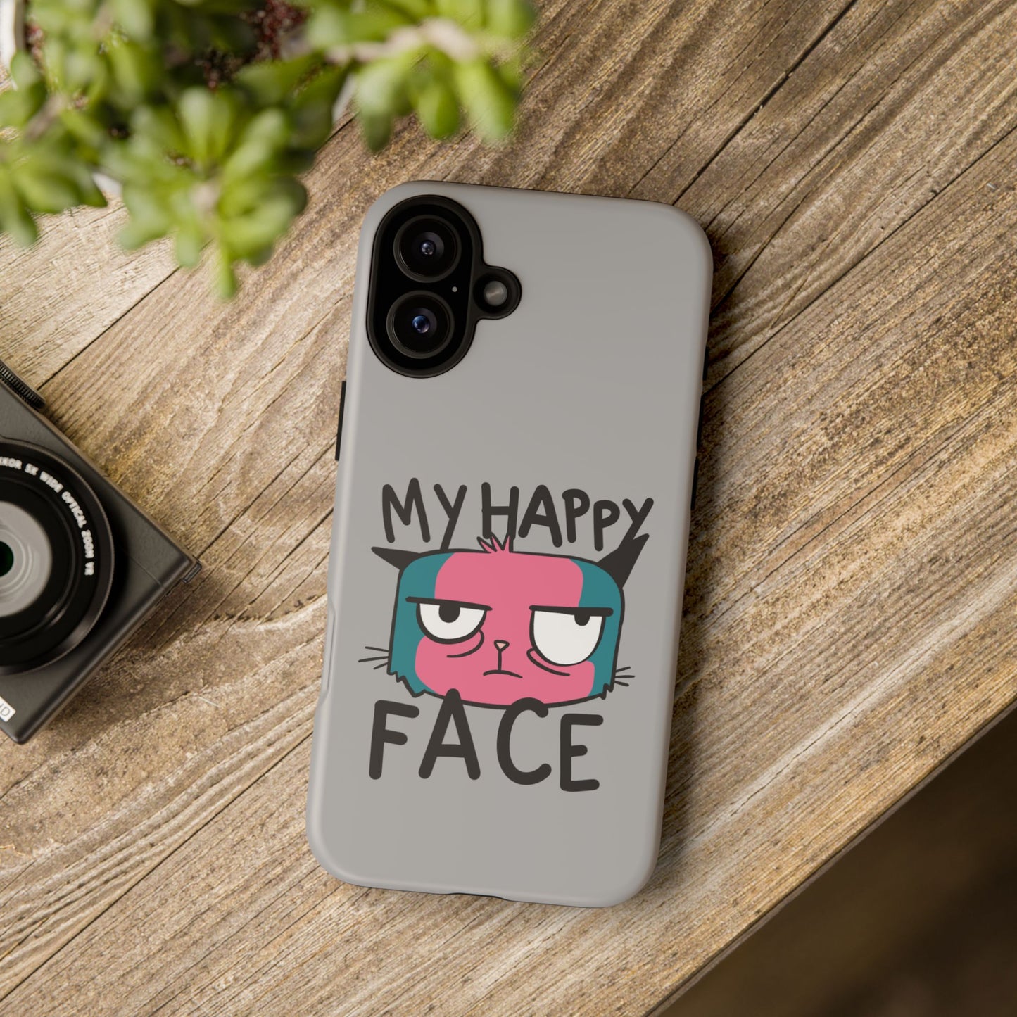 Funny Cat Phone Case - 'My Happy Face' Tough Design