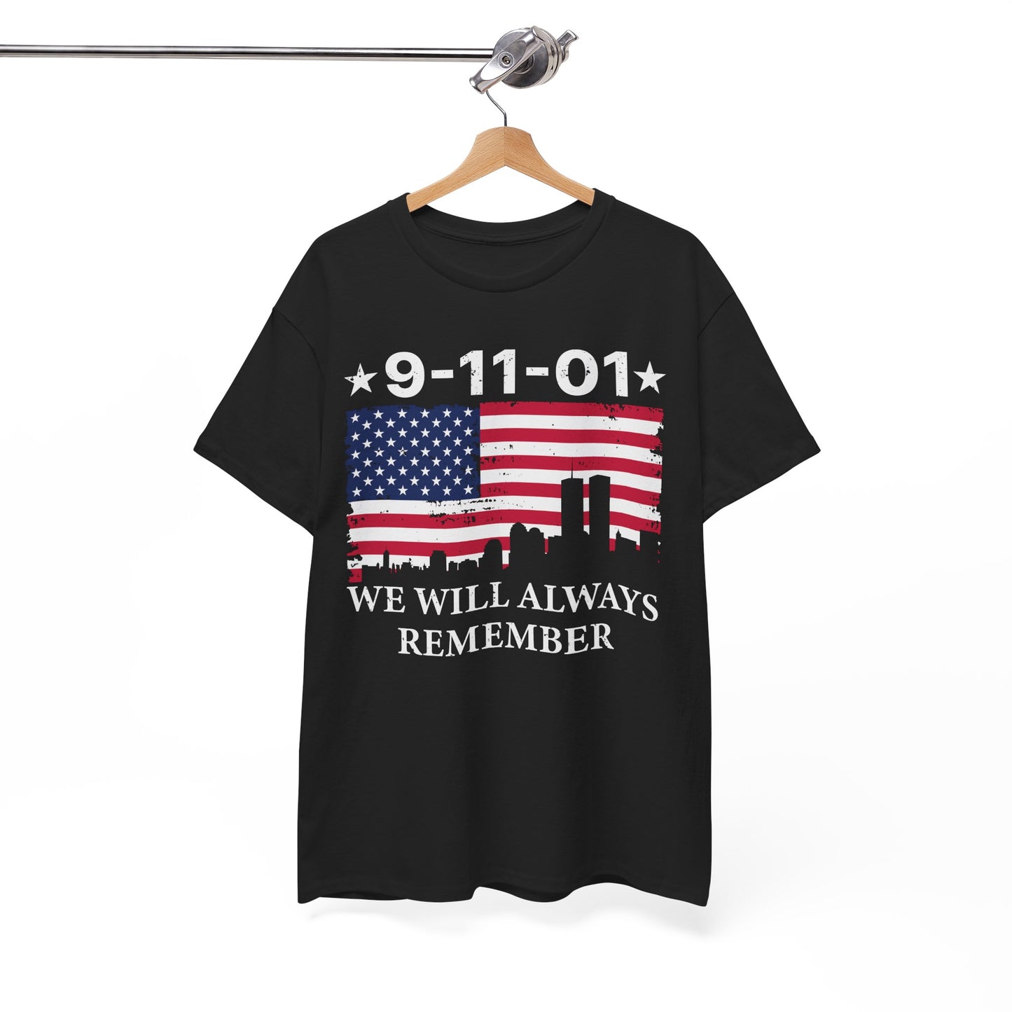 9/11 Memorial Unisex Heavy Cotton Tee, Remembrance T-Shirt, Patriot Day Shirt, Anniversary Tribute Tee, American Flag Apparel