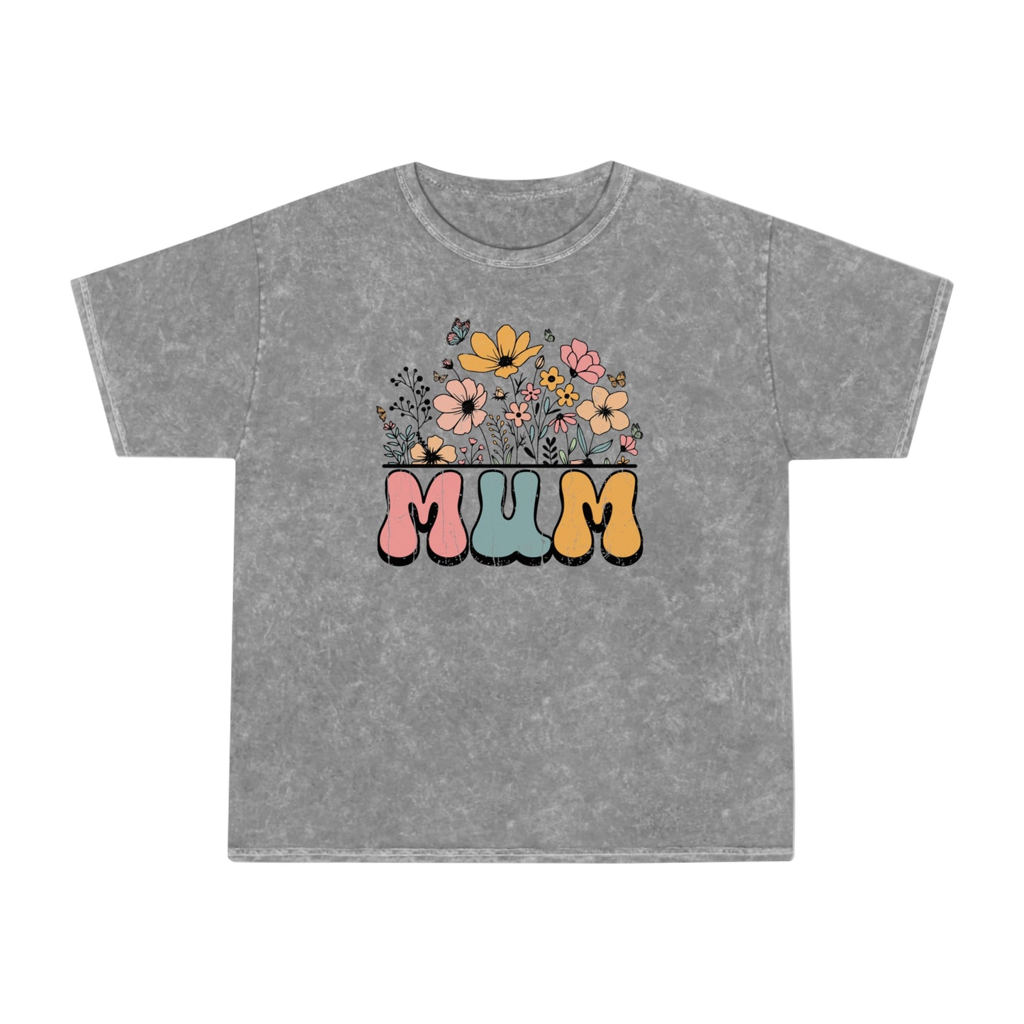 Mum Floral Mineral Wash Unisex T-Shirt - Perfect Gift for Mother’s Day