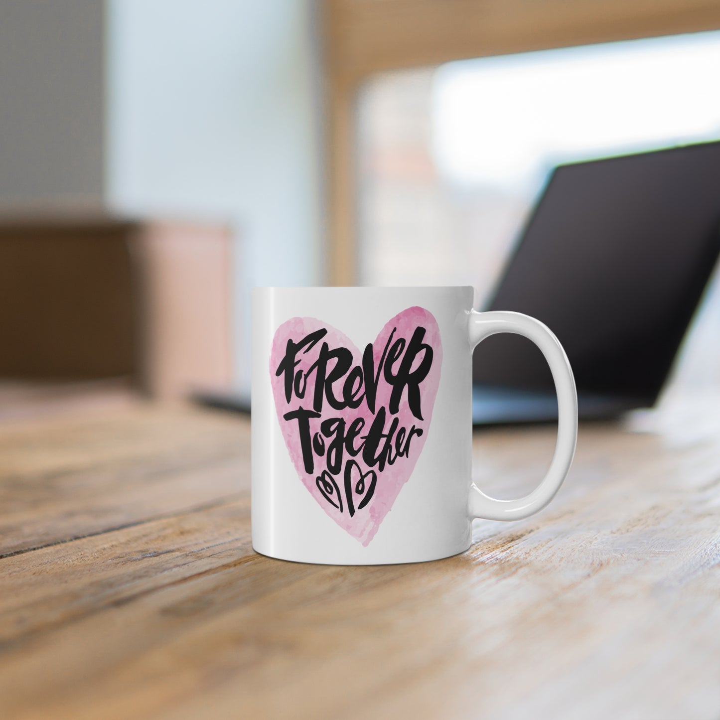 Forever Together Heart Mug - 11oz Love Gift for Couples