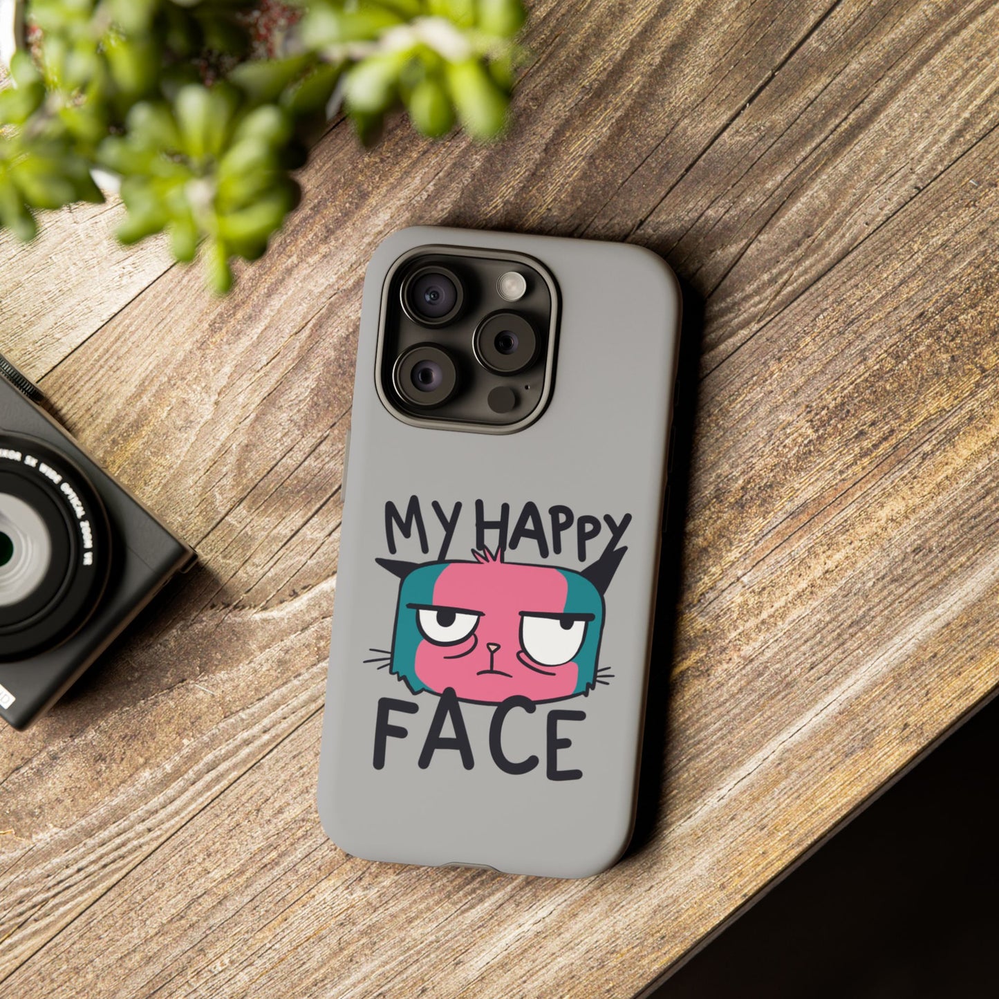 Funny Cat Phone Case - 'My Happy Face' Tough Design