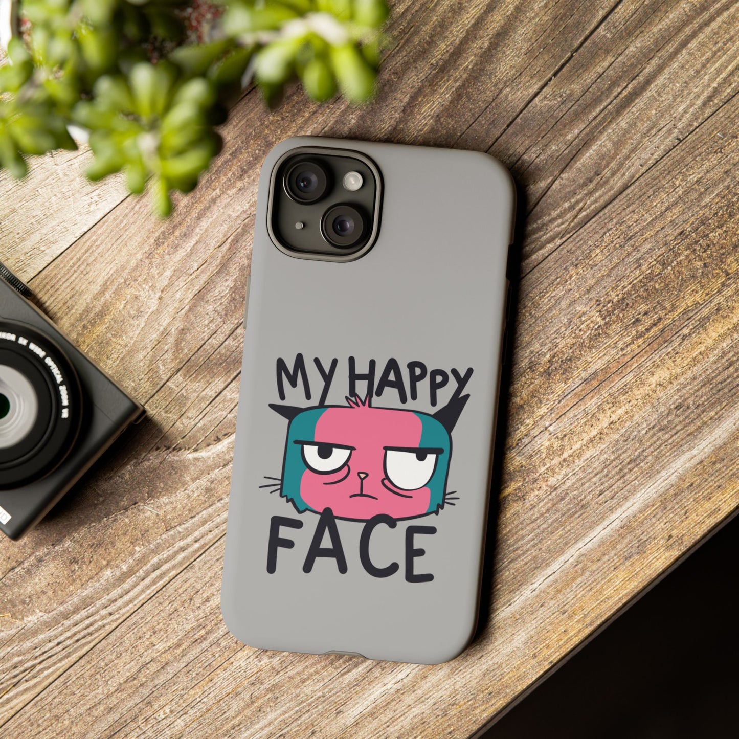 Funny Cat Phone Case - 'My Happy Face' Tough Design