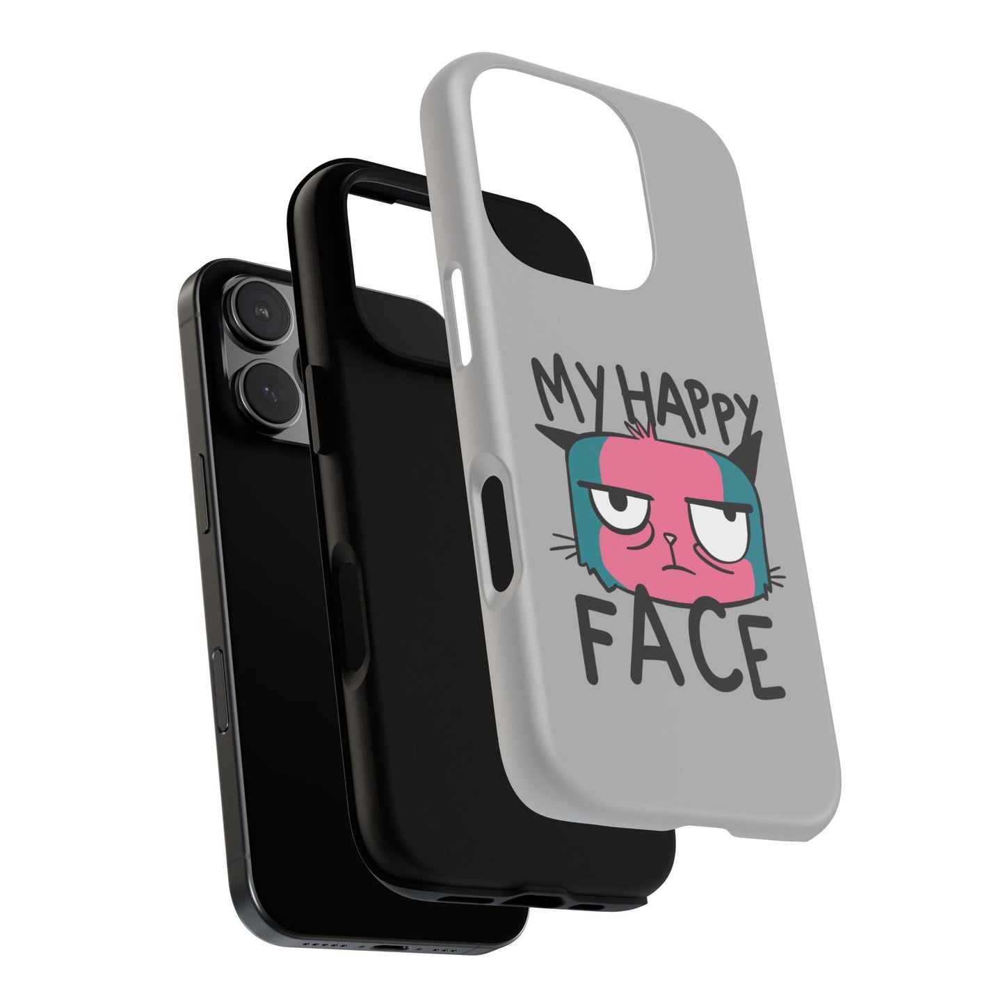 Funny Cat Phone Case - 'My Happy Face' Tough Design