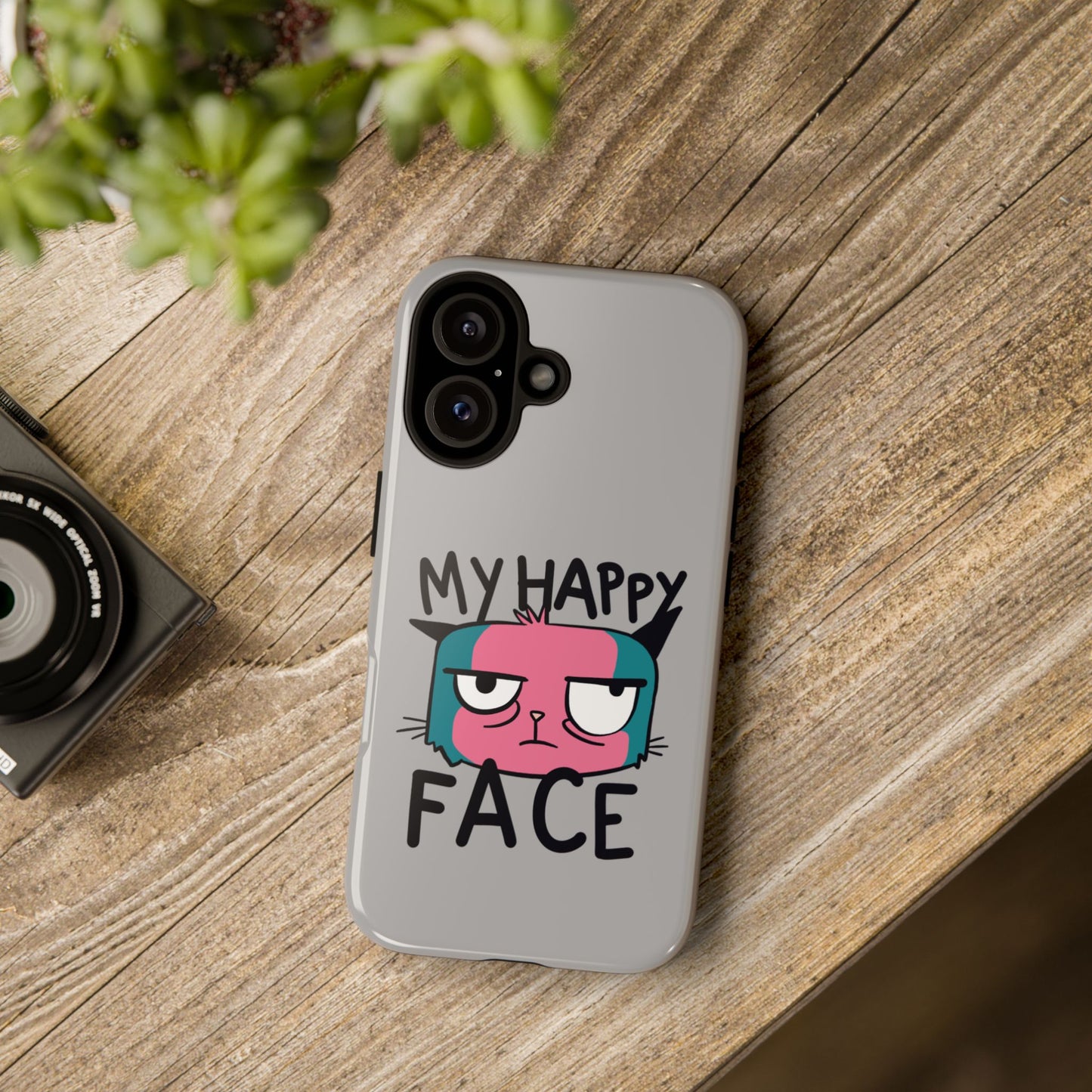 Funny Cat Phone Case - 'My Happy Face' Tough Design