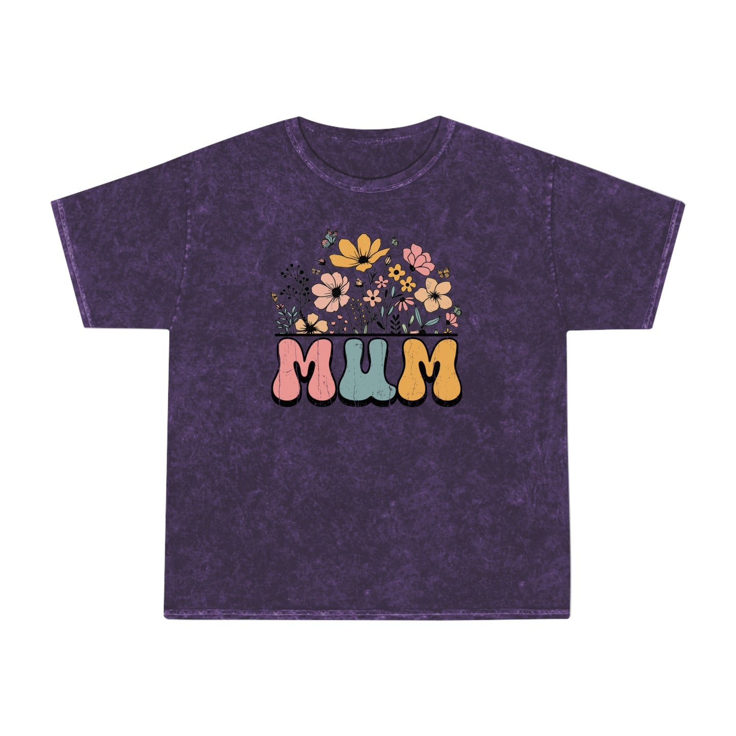 Mum Floral Mineral Wash Unisex T-Shirt - Perfect Gift for Mother’s Day