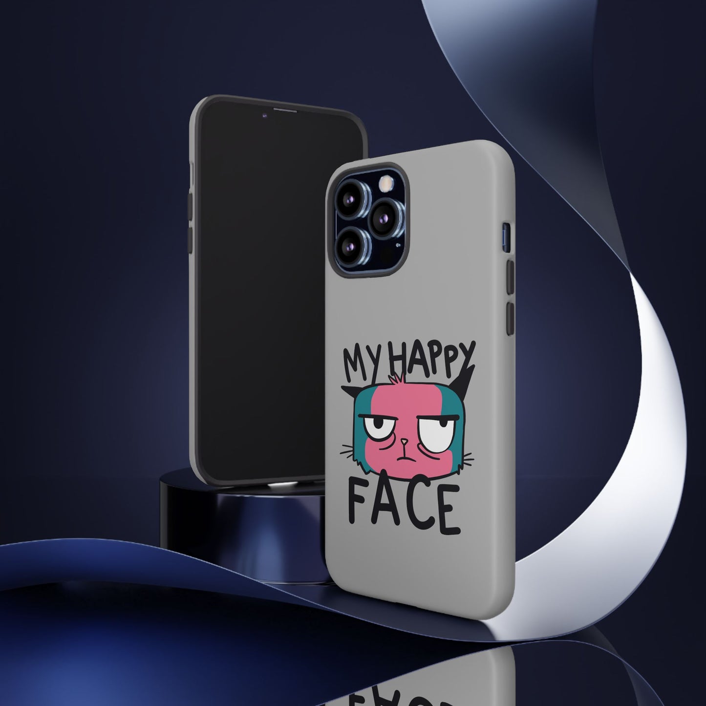 Funny Cat Phone Case - 'My Happy Face' Tough Design