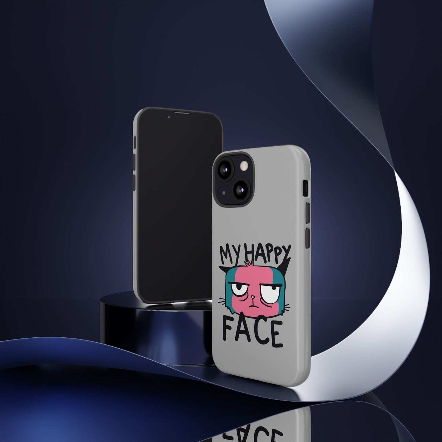 Funny Cat Phone Case - 'My Happy Face' Tough Design