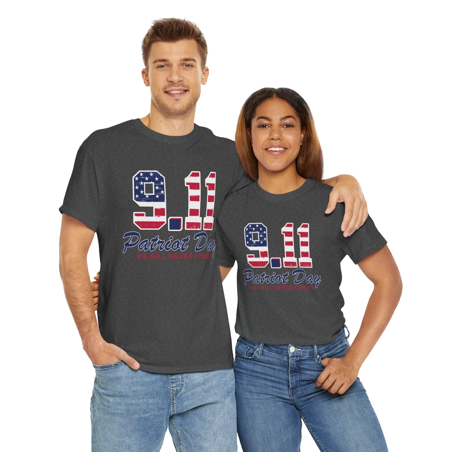 Patriot Day Unisex Heavy Cotton Tee, 9/11 Remembrance Shirt, Memorial T-Shirt, American Flag Tee, Comfort for Heroes