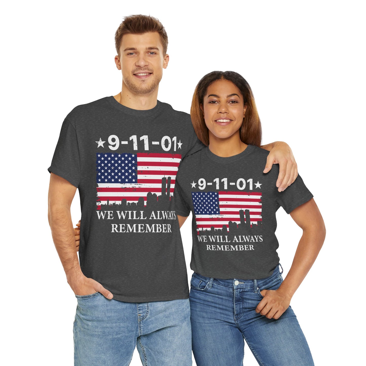 9/11 Memorial Unisex Heavy Cotton Tee, Remembrance T-Shirt, Patriot Day Shirt, Anniversary Tribute Tee, American Flag Apparel