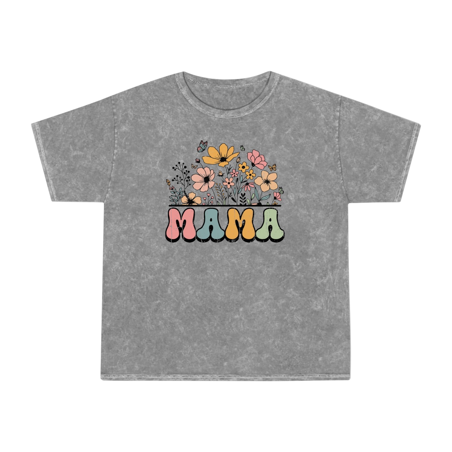 Floral Mama Mineral Wash T-Shirt - Perfect Gift for Moms