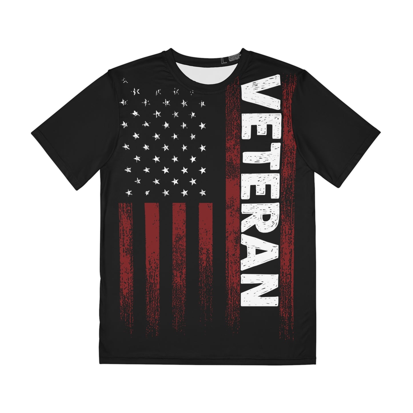 Men's Polyester Tee (AOP) with American Flag and "VETERAN" Design