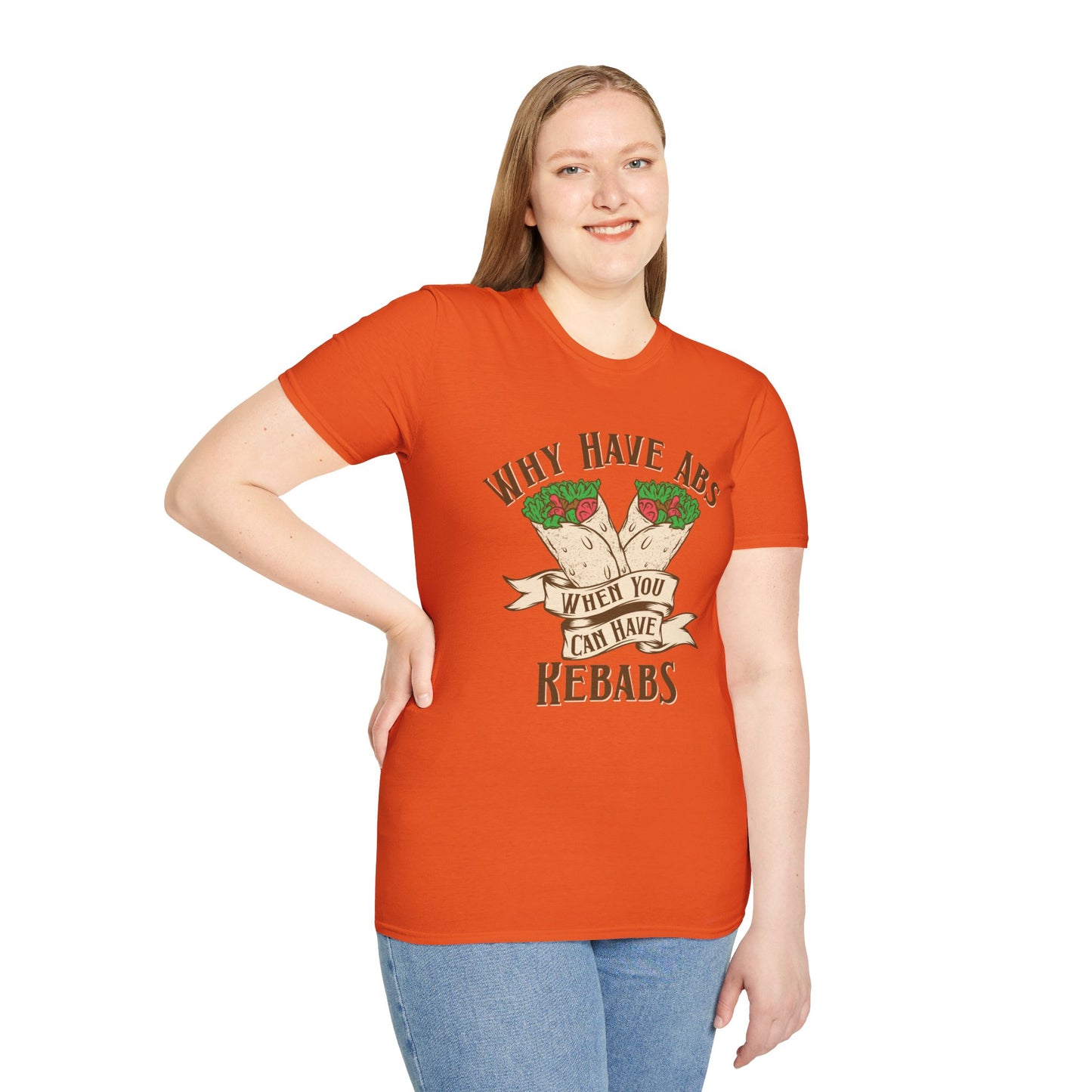 Funny Foodie Unisex T-Shirt - 'Why Have Abs When You Can Have Kebabs?'