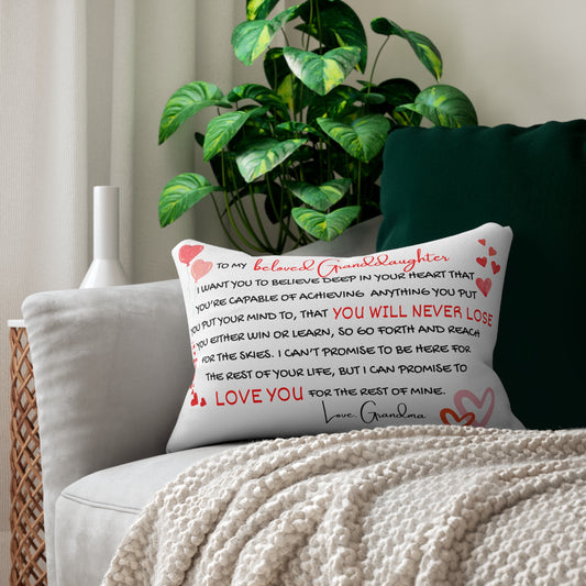 Inspirational Lumbar Pillow for Granddaughter - Gift for Birthdays, Graduations, and Special Occasions