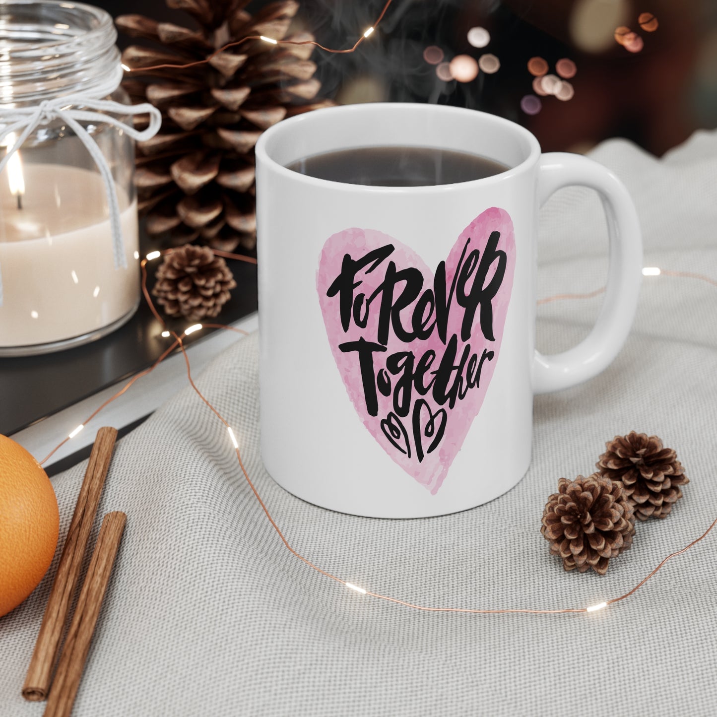 Forever Together Heart Mug - 11oz Love Gift for Couples