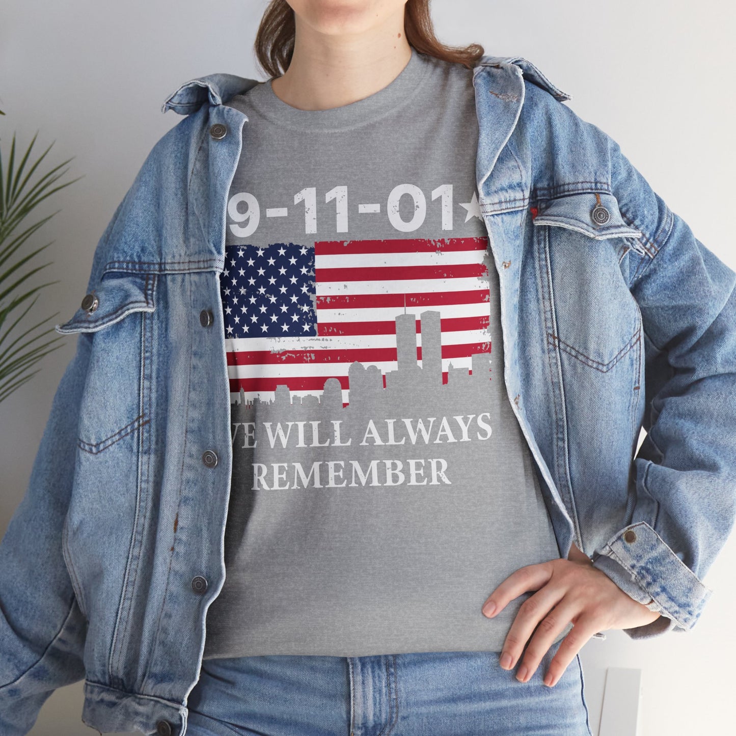 9/11 Memorial Unisex Heavy Cotton Tee, Remembrance T-Shirt, Patriot Day Shirt, Anniversary Tribute Tee, American Flag Apparel
