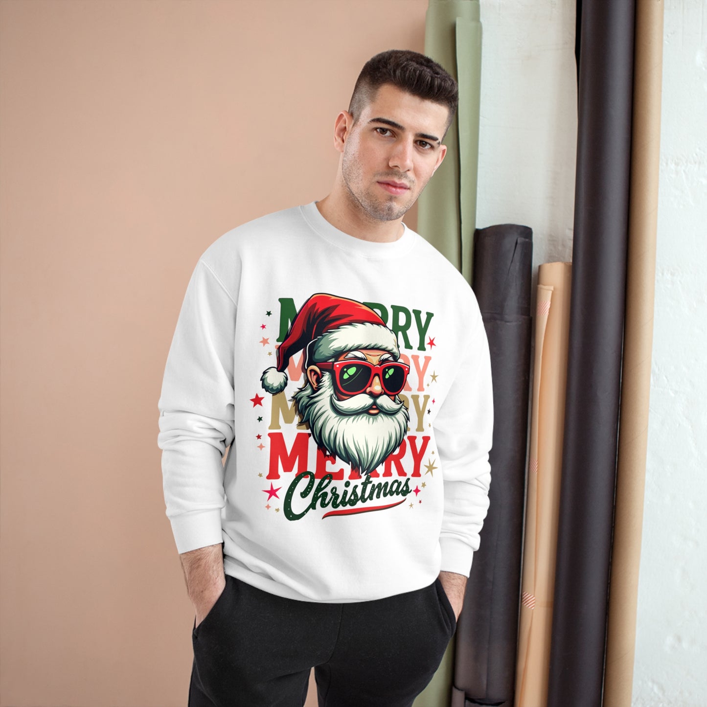 Cool Santa Holiday Greetings Champion Sweatshirt