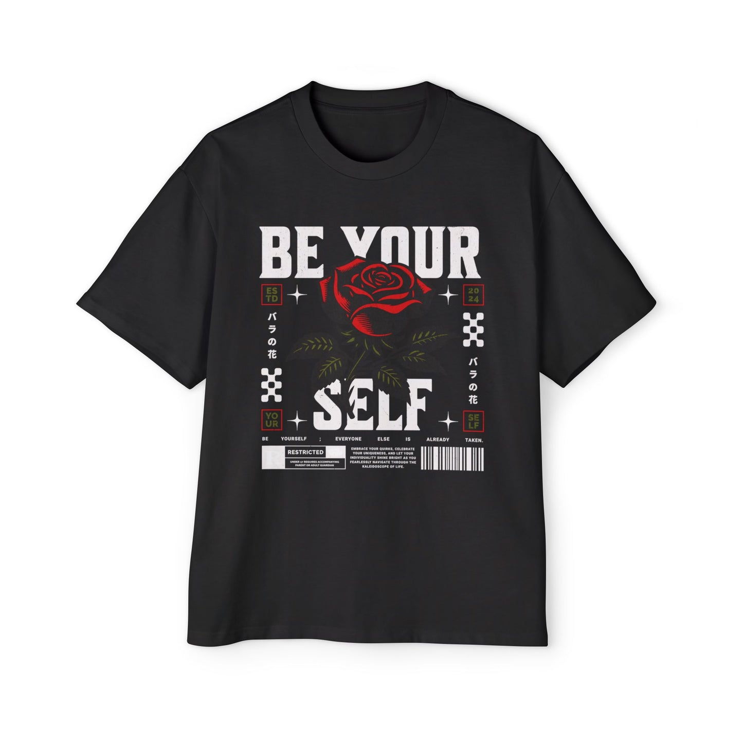 Men's Streetwear Tee - Be Your Self, Casual Oversized Shirt Dark Edition, Trendy Graphic Top, Gift for Men, Summer Fashion Statement