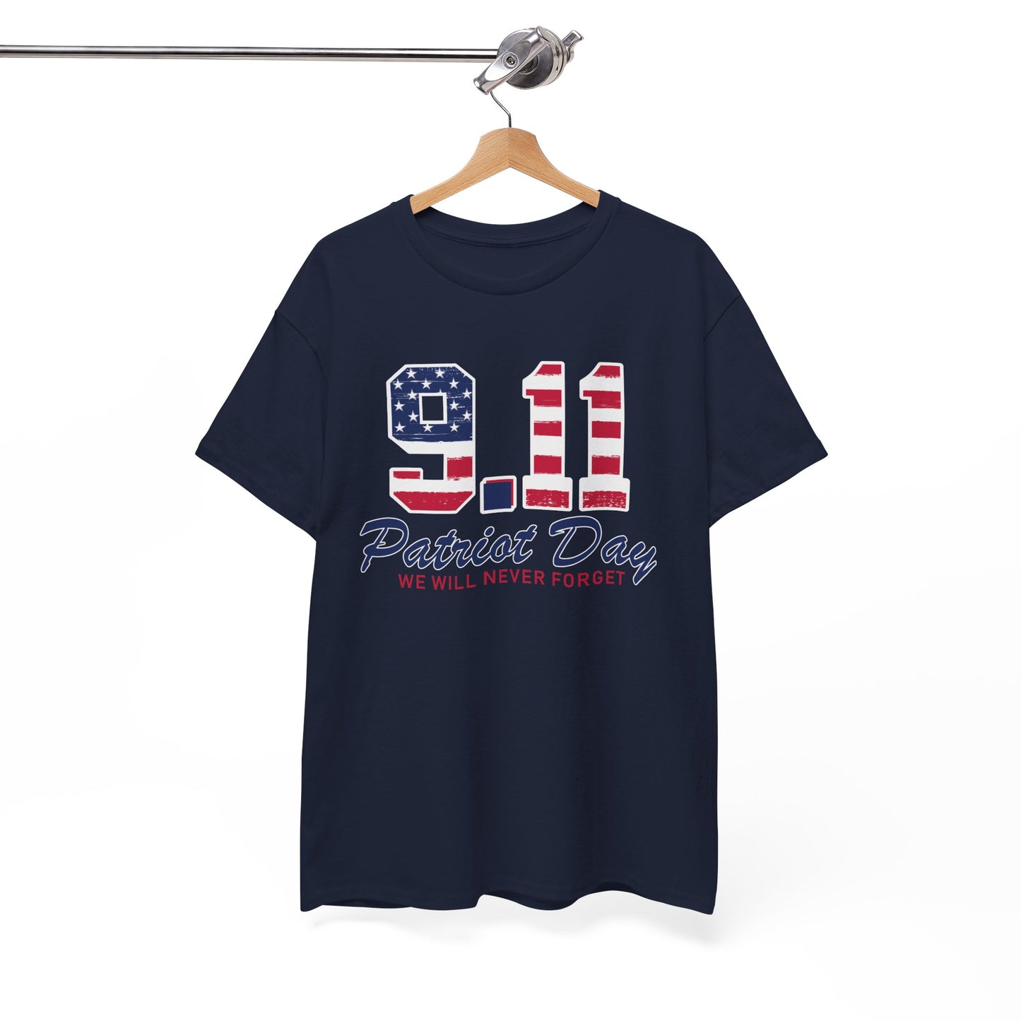 Patriot Day Unisex Heavy Cotton Tee, 9/11 Remembrance Shirt, Memorial T-Shirt, American Flag Tee, Comfort for Heroes