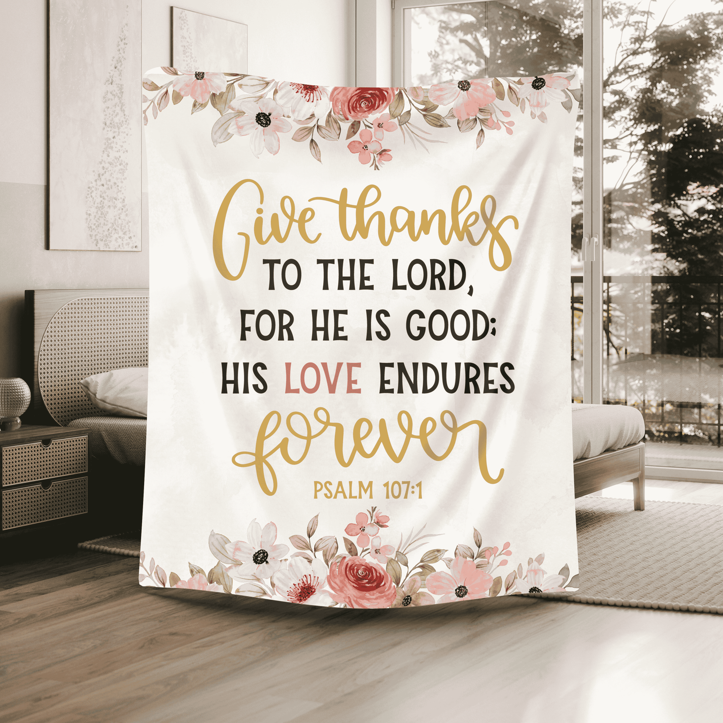Give Thanks to the Lord Premium Sherpa Blanket 60x80