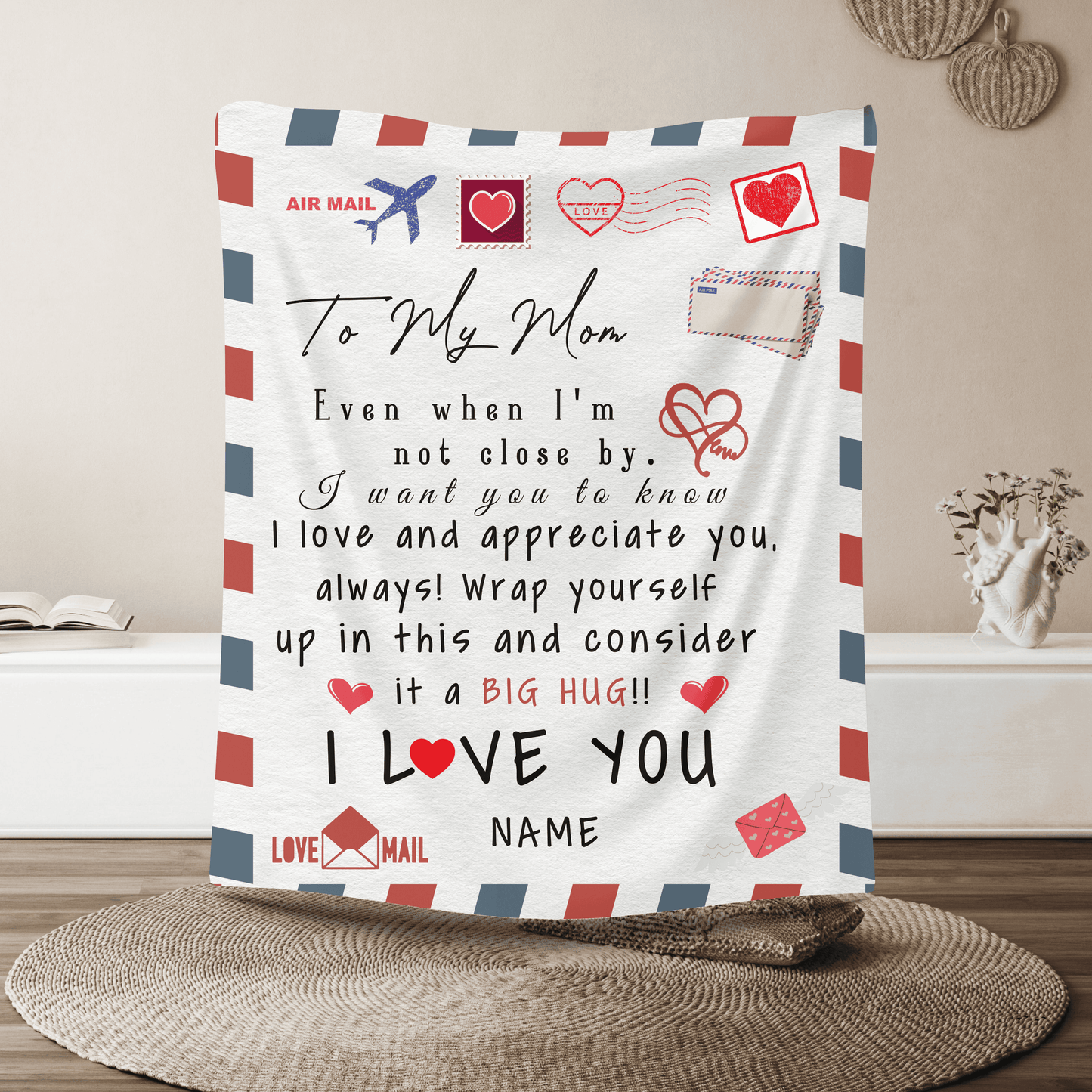 To My Mom - 50x60 Premium Sherpa Blanket Looks Like a Hug. Feels Like Love Perfect Gift for Mother's Day