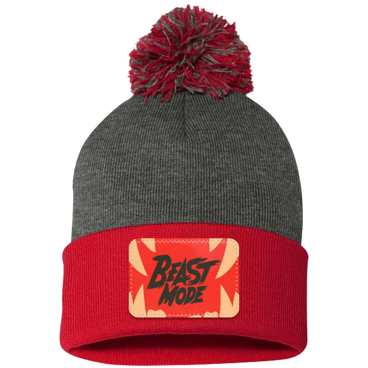 Beast Mode Fangs Pom Pom Knit Cap - Patch