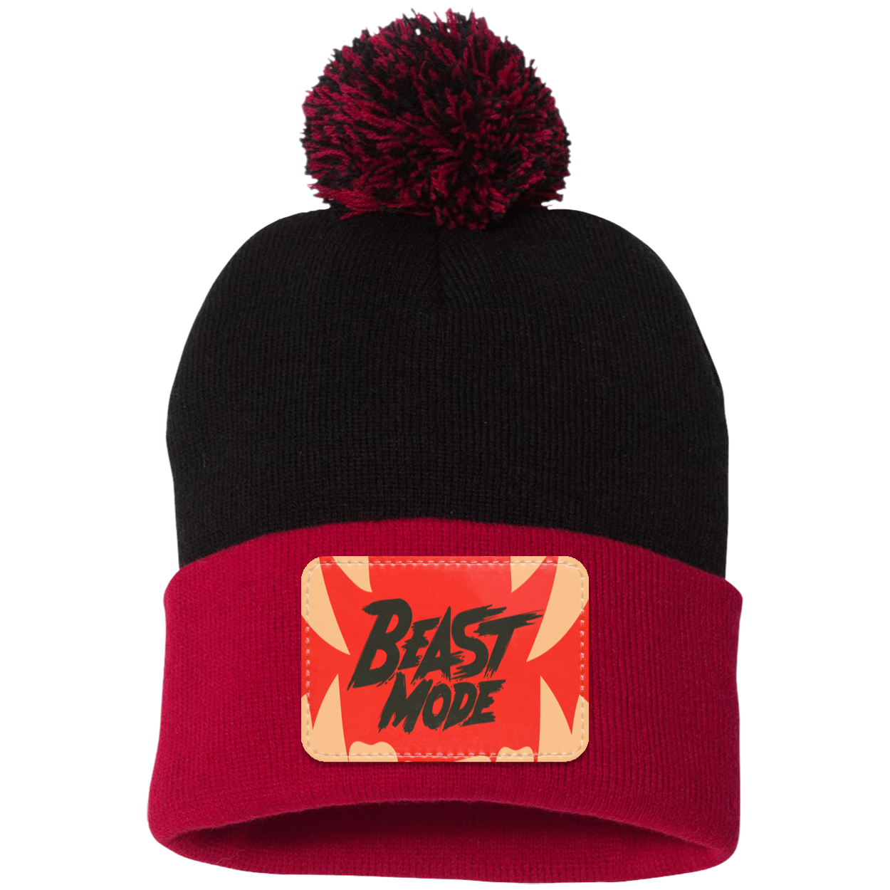 Beast Mode Fangs Pom Pom Knit Cap - Patch