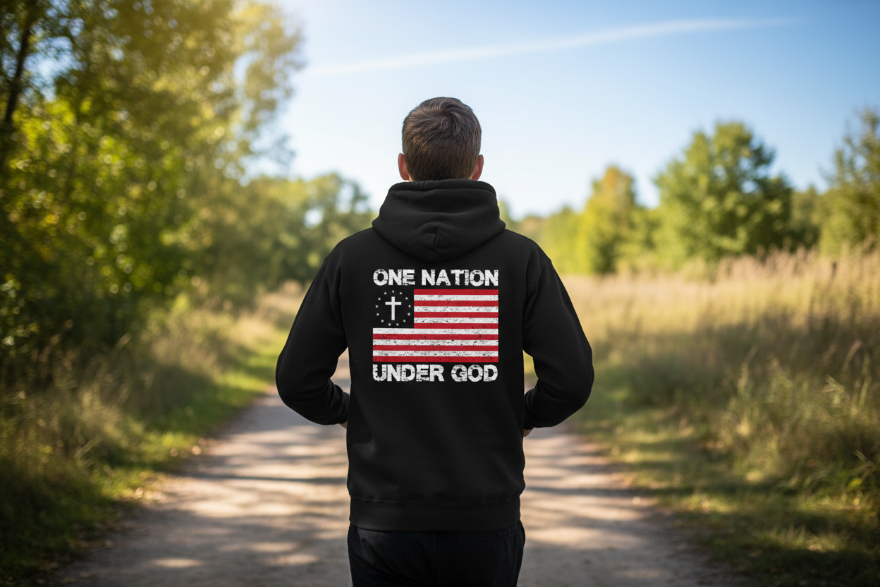 One Nation Under God Zip Up Hooded Sweatshirt