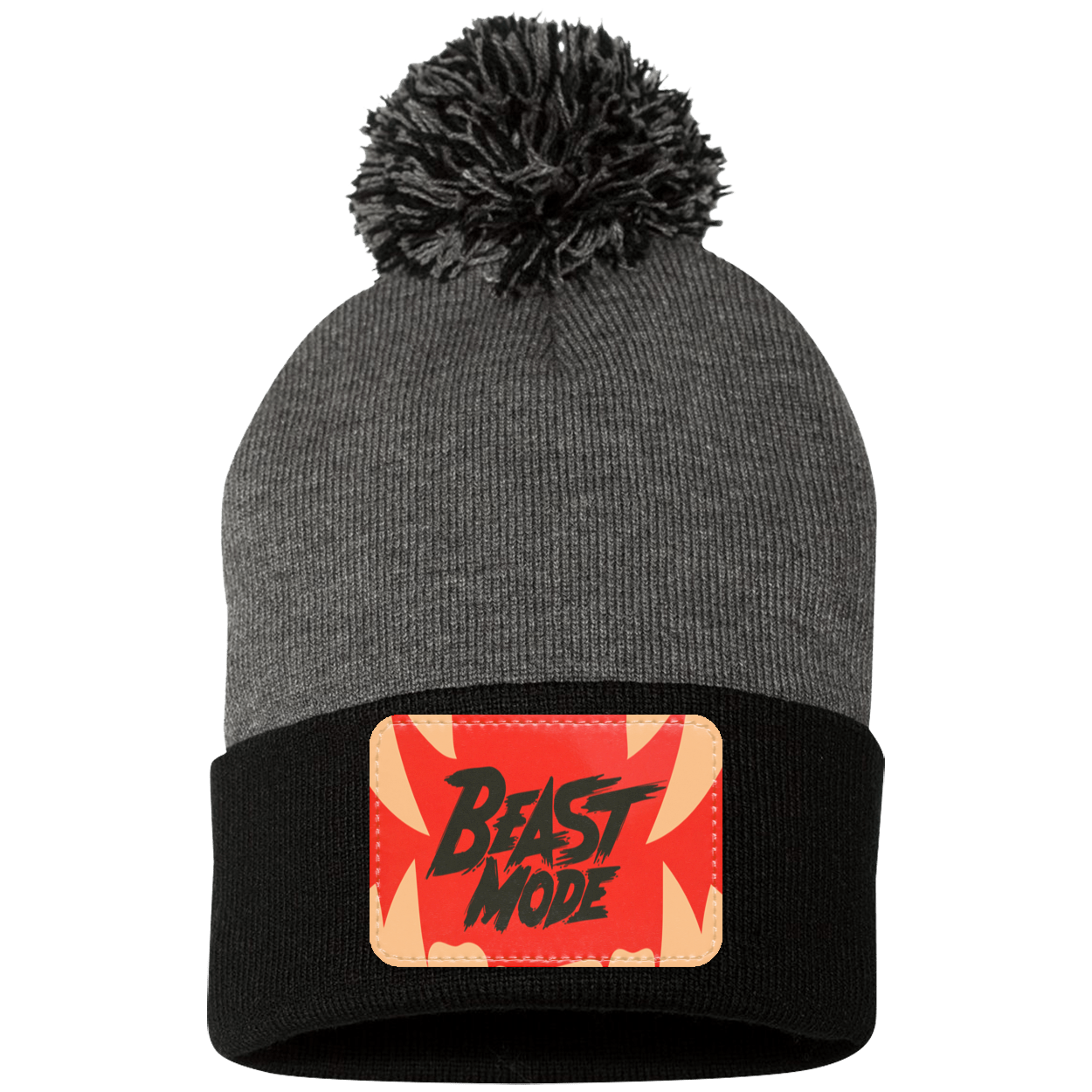 Beast Mode Fangs Pom Pom Knit Cap - Patch