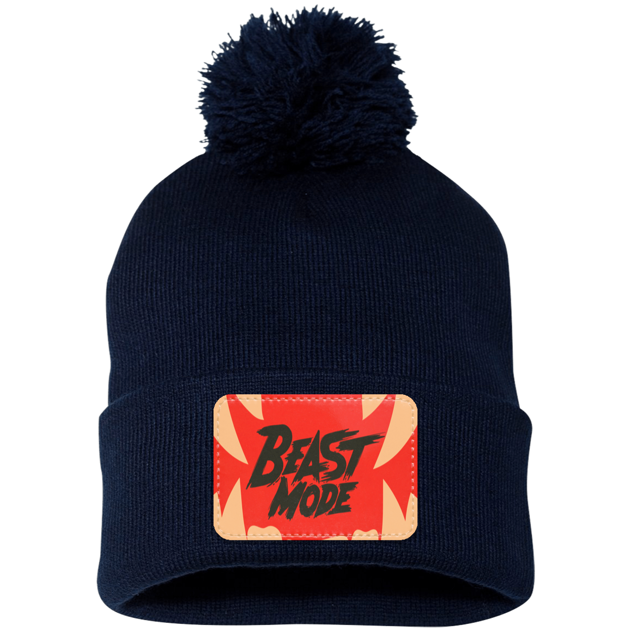 Beast Mode Fangs Pom Pom Knit Cap - Patch