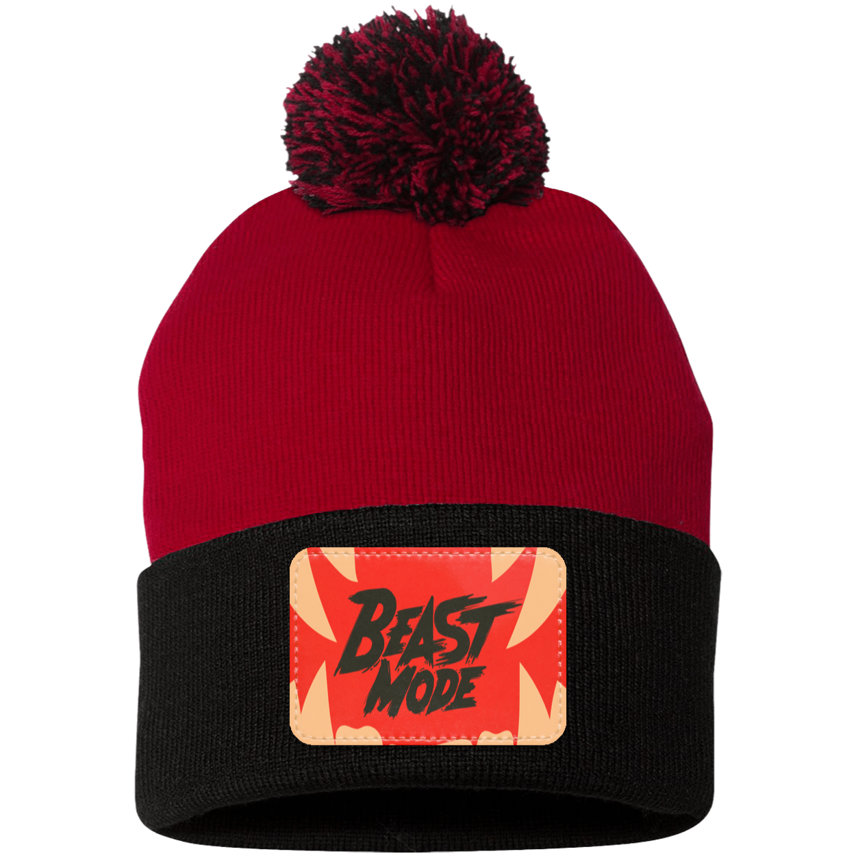Beast Mode Fangs Pom Pom Knit Cap - Patch
