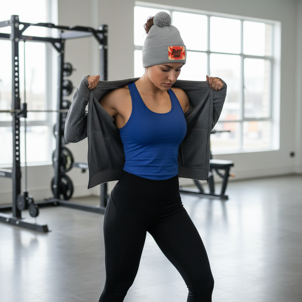 Beast Mode Fangs Pom Pom Knit Cap - Patch